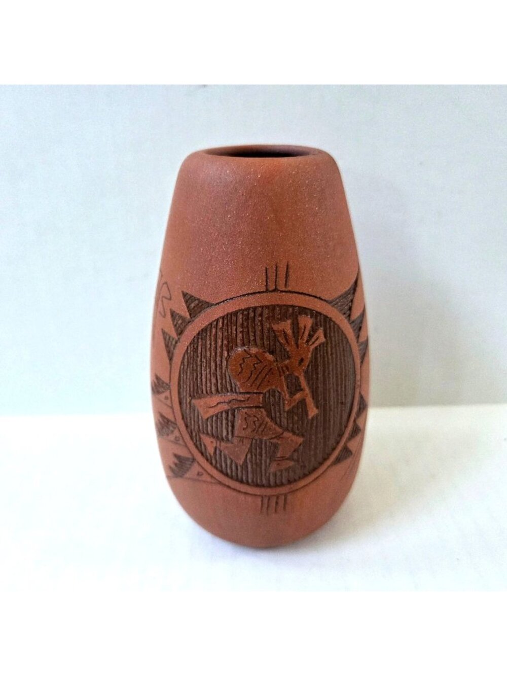 Native American Kokopelli Pottery Vase 6" Tall by Mitchell Blackhawk